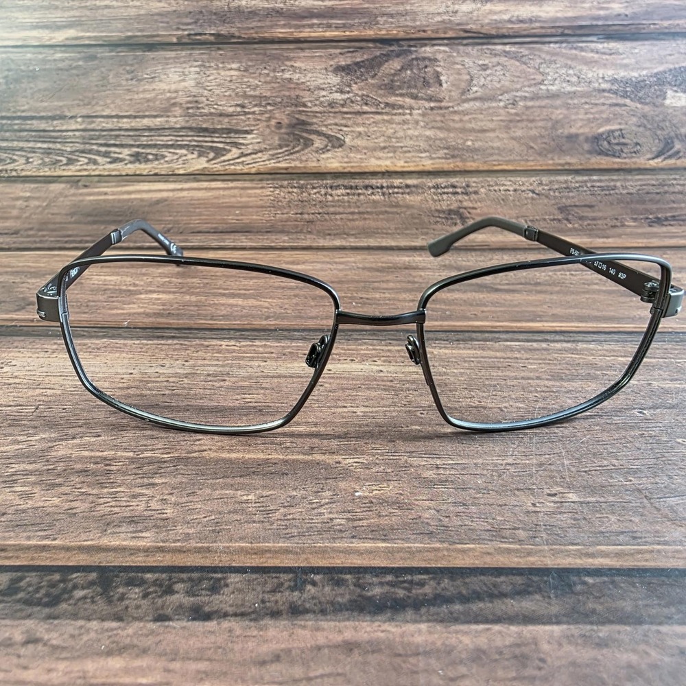 Flexon FS-502 Gunmetal Grey Memory‎ Metal Rectangular Eyeglass Frames 57-16-140